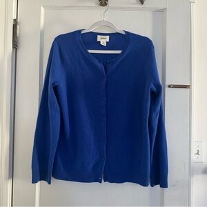 Neiman Marcus 100% cashmere Royal Blue Crewneck Button Cardigan